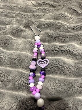 Purple Heart Beaded Bracelet phone charm